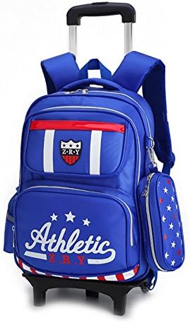 Trolley School Bags with Wheels YUB Rolling Bag Wheeled Backpacks for Boys and Girls Climbing Stairs Two Wheels (Sky Blue)