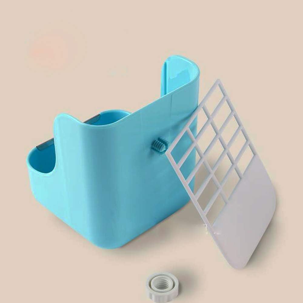 MINGZE Hay Food Bin Feeder for Rabbit Guinea Pig Chinchilla and Other Small Animals, 2 in 1 for Grass and Food (blue) - Image 3