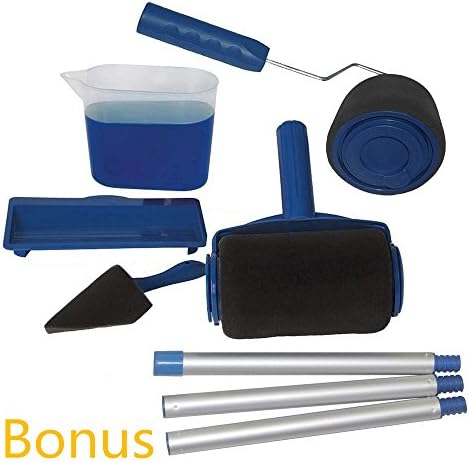 Qauick Pack of 8 Paint Runner Pro Roller Brush Handle Tool Flocked Edger Room Wall Painting Home Office Room Multifunction Roller Paint Brush Set