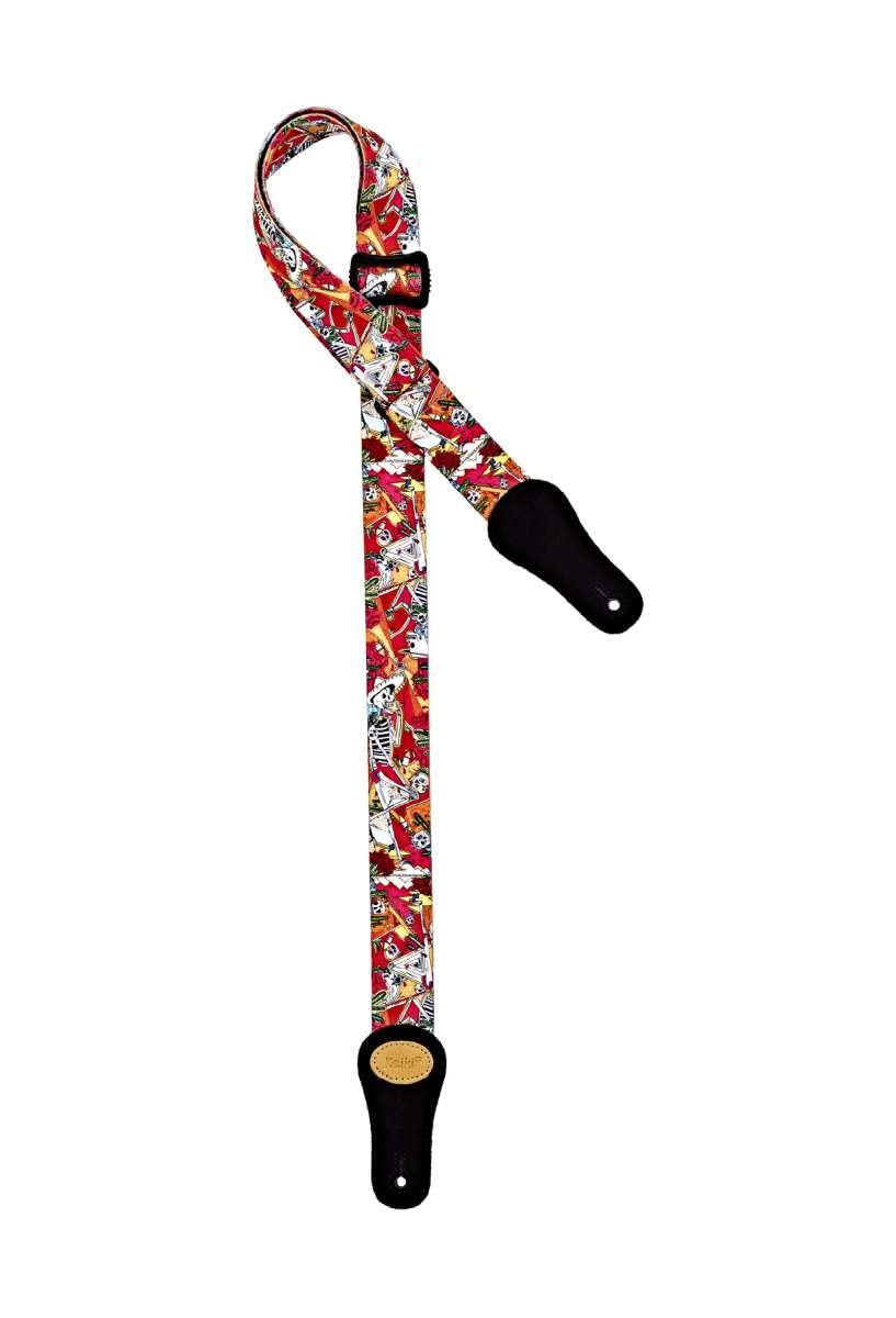 ORTEGA Nylon-Ukulele Strap with Suede - 37mm El Muerto (KNS-EM-U)