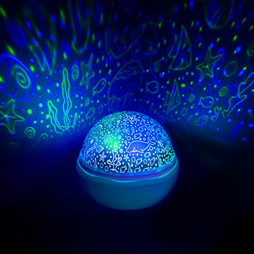Christmas Projector for Kids, MOCERO Rotating Night Light with 4 LED Bulbs 9 Modes for Children in Bedroom,Celebration&Decoration - Thumbnail 2