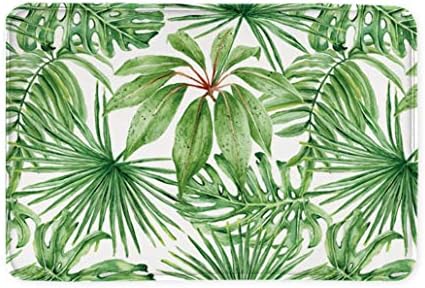 Goodbath Tropical Palm Leaves Bath Rugs, Green Leaf Non Slip Bath Mats Absorbent Bathroom Rugs Kitchen Floor Mat Carpet, 20 x 31 Inch, Green