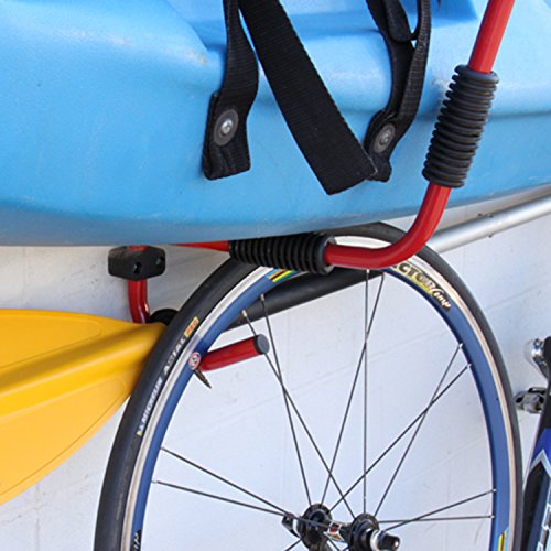 J-Hook Metal Steel Kayak Ladder Wall Mount Storage Rack Bike Surfboard Canoe Folding Hanger SUP Storage for Garage or Shed
