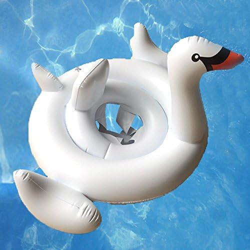 Amxylife White Swan Baby Swim Ride-On Float Swimming Pool Toys Inflatable Swimming Ring for Kids (31"X25"X20")