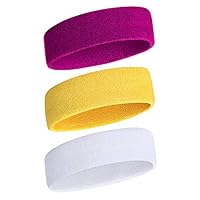 iKsee Sweatbands Headbands for Men/Women,Moisture Wicking Elastic Cotton Terry Cloth Headbands for Gym,Workout, Tennis, Basketball, Running and Working Outside