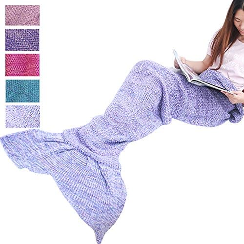Xiujanet Handmade Knitted Mermaid Tail Blanket,Super Soft and Fashion Sleeping Bags for Adult (purple)