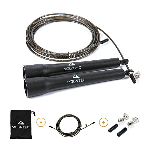 MOUNTEC Speed Jump Rope - Smooth And Tangle-Free Workout - Double Unders To Train For Crossfit / Boxing / MMA/ Wrestling - Exercise To Stay Fit And Healthy (Black) MOUNTEC Speed Jump Rope - Smooth And Tangle-Free Workout - Double Unders To Train For Crossfit / Boxing / MMA/ Wrestling - Exercise To Stay Fit And Healthy (Black)