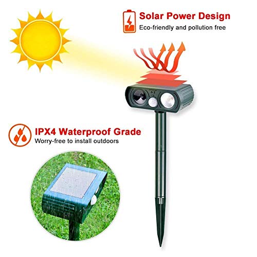 Humutan Ultrasonic Dog Repellent, Solar Powered and Waterproof Repeller for Cats, Dogs and More
