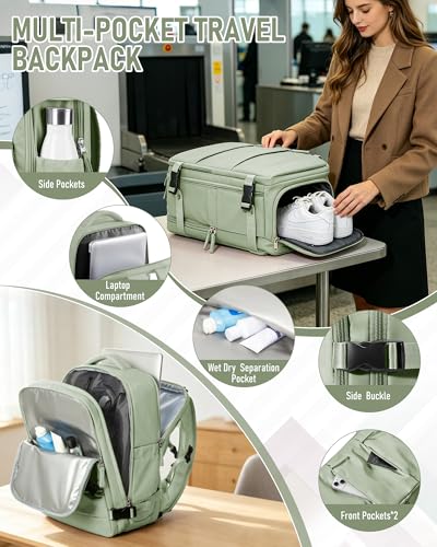 SZLX Vacuum Backpack with Pump Carry-on Luggage 40x30x20 Ryanair Vueling Wizzair Easyjet Backpack Travel Cabin Airplane 40x20x25 Ryanair Women Waterproof Carrying Backpack for Laptop Computer