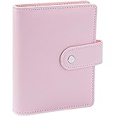 NatSumeBasics Pink A7 Binder Wallet Macaron Colored Faux Leather Budget Binder Planner Organizer 6 Rings Notebook Folders for Traveller Journal Filler Folder(A7, Pink)