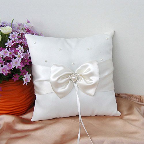 Wedding Flower Girl Basket Rings For Ring Bearer Pillow Garter Guest Book Pen Wedding Set Decoration Ribbon Ceremony Party Favors For Guests (New Ivory with Pearl)