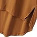 SAYM Women Oversize Pocket Open Fork Hem Long T-Shirt Tops Brown