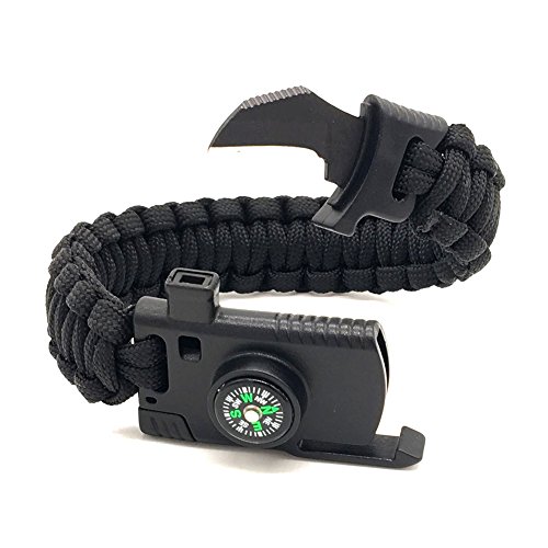 Sizet Outdoor Survival Paracord Bracelet with Multi Tool - Embedded Compass, Emergency Knife, Whistle, Rescue Rope for Hiking Traveling