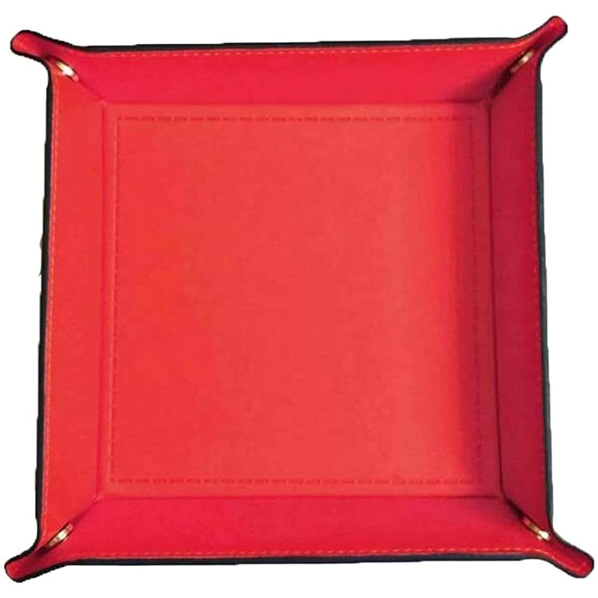 Dice Tray PU Leather Folding Square Holder for Dice Games,Other Table Games,Jewelry Key Wallet Coin Box Stroage Tray Red