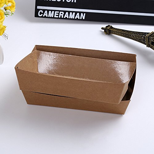 Paper Food Tray, Extra Kraft Paper Food Tray Fast Food Tray for Party Favors Takeout Home Use Outdoor  Xmas Presents , 50 PCS