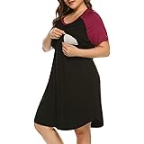 IN'VOLAND Women's Plus Size Maternity Nightgown Short Sleeve Sleepwear Maternity Nursing Nightgown (16W-24W)