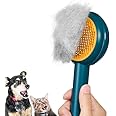 HICC GROOM! Grooming Brush for Pets, Self Cleaning Cat Brush with Release Button, Shedding Brush for Short or Long Haired Cats/Dogs/Rabbits, Massage Removes Loose Fur, Tangles (Blue)
