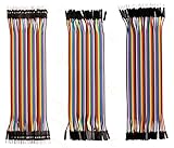 Haitronic 120pcs 20cm Length Jumper Wires/Dupont Cable Multicolored(10 Color) 40pin M to F, 40pin M to M, 40pin F to F for Breadboard/Arduino Based/DIY/Raspberry Pi 2 3/Robot Ribbon Cables Ki