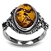 Sterling Silver Amber Oval Ring- Size 8