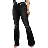 Bell Bottom Jeans for Women Skinny Flared Jeans Elastic High Waisted Vintage 70s Classic Stretchy Wide Leg Denim Pants