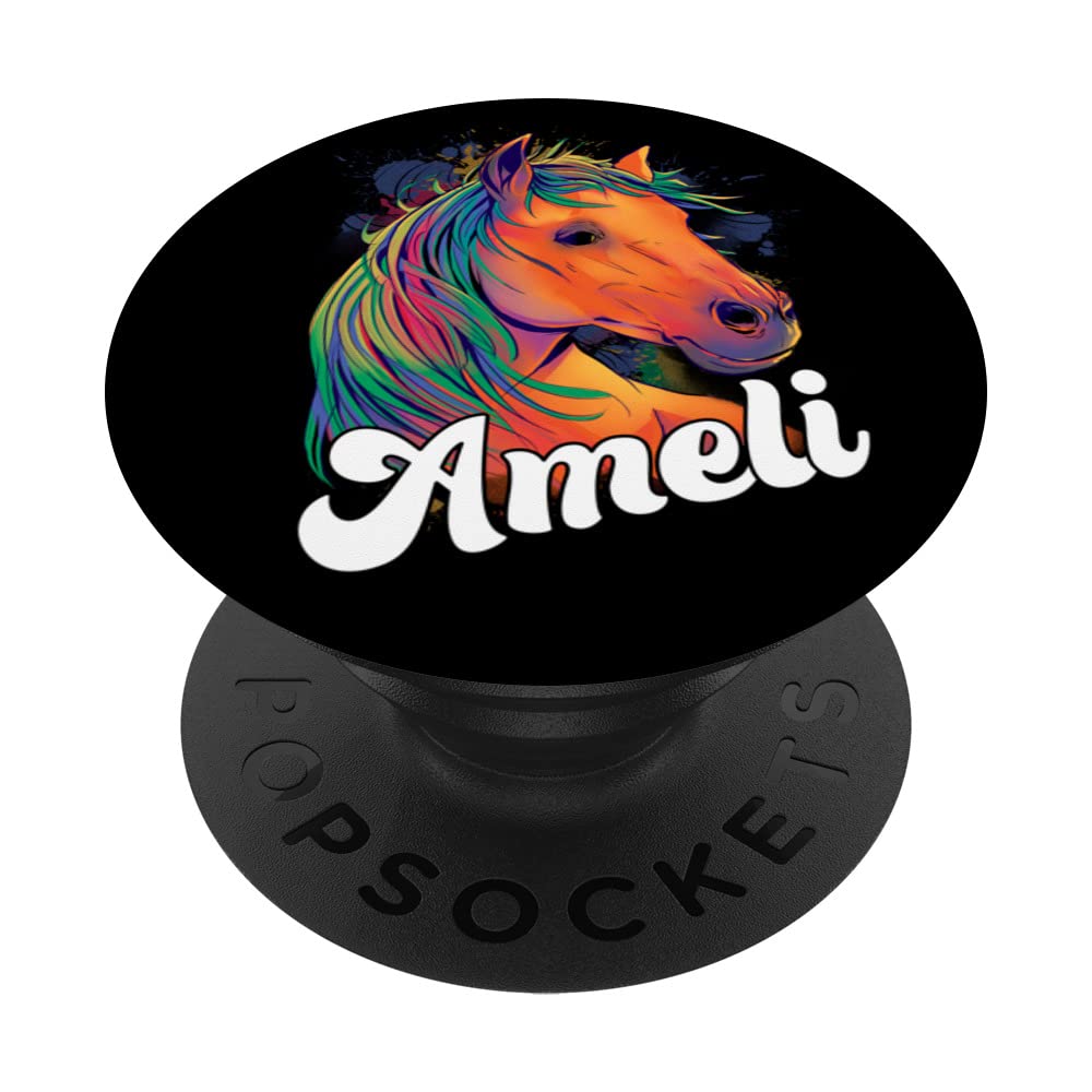 AMELI - Adorable girl name with beautiful Horse PopSockets Swappable PopGrip
