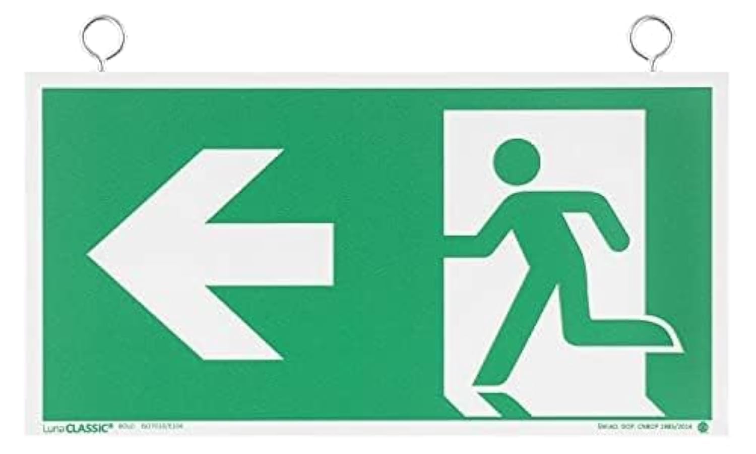 notlok Safety Work - Fire Exit Sign [20 x 38 cm] | Double-Sided Photoluminescent PVC Plate with Mounting Set for Hanging | Fire Action Notice Sign