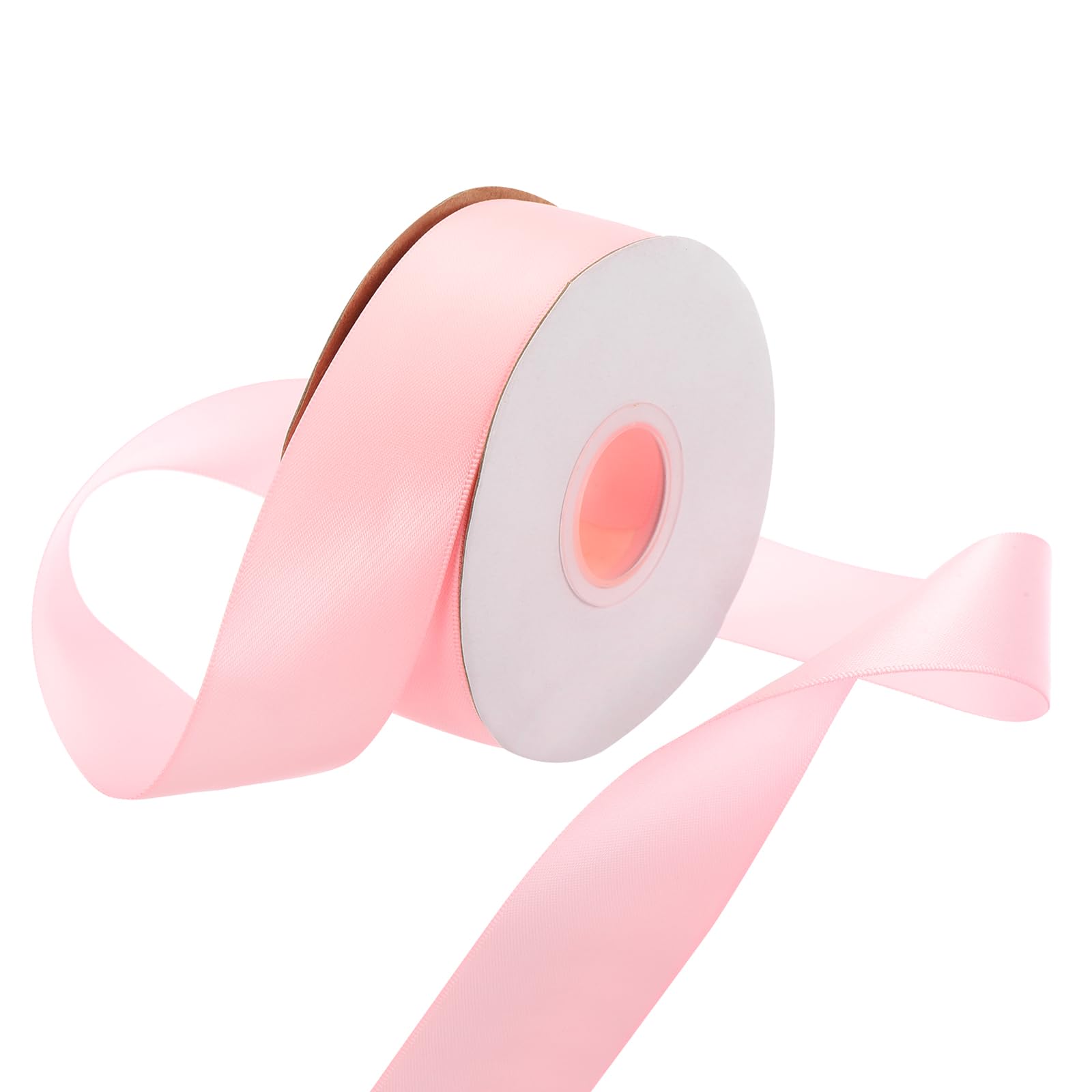 Rebower 32mm Satin Ribbon 23m Thick Double Face Grosgrain Silk Ribbon, [for Gift Wrapping, Hair Bows, Wedding, Cake, Flower] - 25 Yard/75ft/Coral Pink