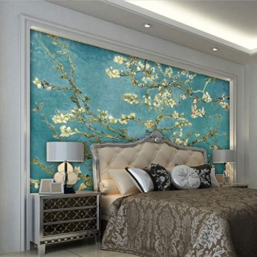Almond Oil Painting Photo Wallpaper Wall Paper Tv Setting Wall of Sitting Room Sofa Mural Wallpaper Silk Cloth-(W)300x(H)210cm