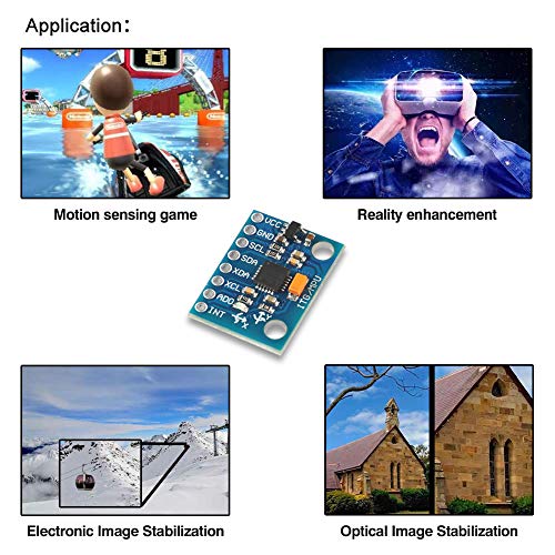 Aokin GY-521 MPU-6050 MPU6050 Module, 6 DOF 3 Axis Accelerometer Gyroscope Sensor Module 16Bit AD Converter Data Output IIC I2C DIY Kit for Arduino (6 Pcs)