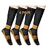 MELERIO Copper Compression Socks Men Women 4 Pairs 15-20 mmhg Comfortable Circulation for Edema Varicose Veins and Anti-Fatigue