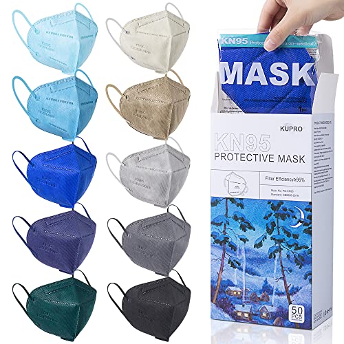 KUPRO KN95 Face Masks 10 Colors 50 Pack Individually Wrapped,Colored