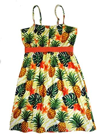 Maui Clothing Girls Tropical Pineapple Dress (8)