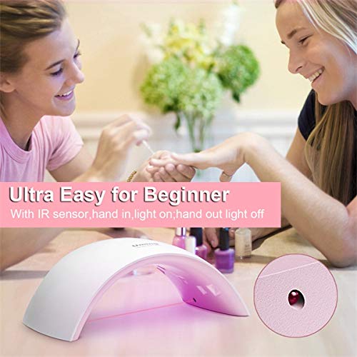 Nail Dryer UV Nail Lamp Fast Drying Gel Nail Polish light LED Nail Lamp Shellac UV Light Gel Nail Polish Dryer Curing Lamp Shellac Light Lamp 24W with 2 Timer Setting Auto Infrared Sensor