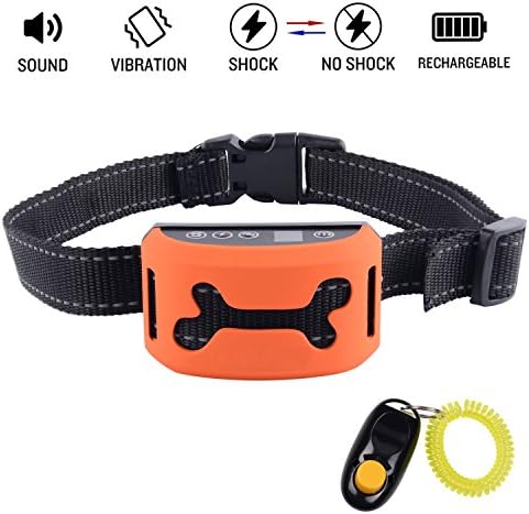 Bark Shock Collar, KINIVA No Bark Training E Collar, Anti-Bark Control Device for Small, Medium, Large Dogs (Beep, Vibration, Safe Shock, Adjustable Sensitivity)-Orange