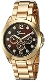 Geneva Women's GV/1008BKGB Crystal-Accented Gold-Tone Bracelet Watch