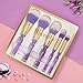 Becoyou Professional Makeup Brush Set, 5 Pieces Cosmetic Brushes Kit with Rhinestone Acrylic Smooth Handle for Blending Power Foundation Eyebrow Blush Concealer, Purple