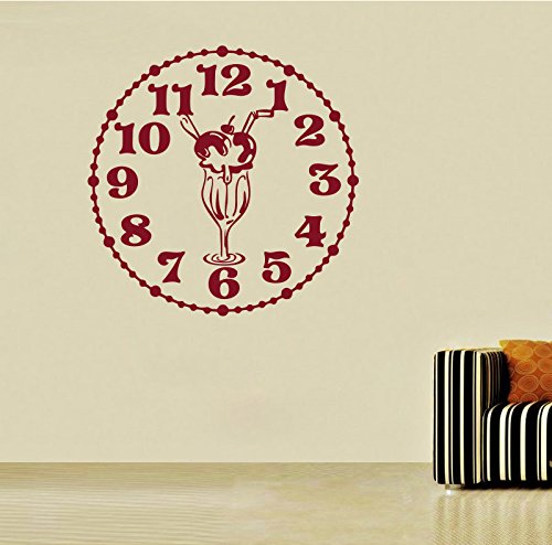 DECOR Kafe Home Decor Knickerbocker Glory Clock Wall Sticker, Wall Sticker for Bedroom, Wall Art, Wall Poster (PVC Vinyl, 33 X 33 cm)