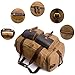 SUVOM Canvas Duffle Bag Genuine Leather Weekend Bag Carry On Travel Tote Duffel Weekender Luggage Oversized Holdalls Handbag for Men and Women with Padded Shoulder Strap(Coffee)