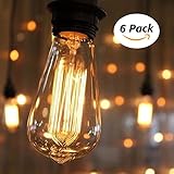 KINGSO Vintage Edison Bulbs 60W Squirrel Cage Filament Incandescent Antique Light Bulb for Home Light Fixtures E27 E26 Base ST64 110V - 6 Pack