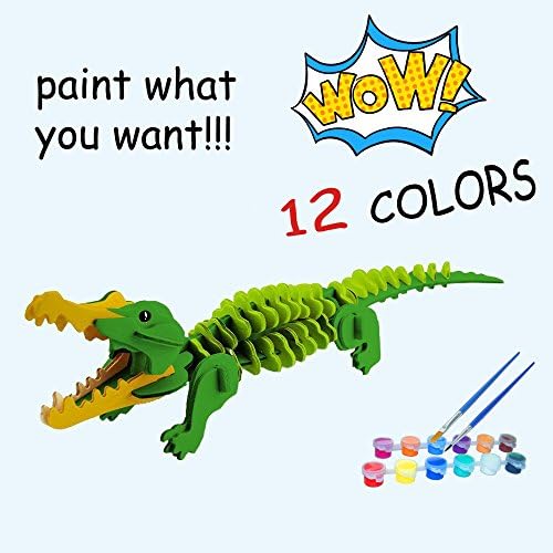 CROCODILE 3D Jigsaw Puzzle for Kids, Adult Puzzles, DIY Model Kids Paint Toy, Children’s Gift, Brain Teaser, Wooden Puzzle.