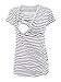 Ecavus Women's Nursing Tops Short & Long Sleeve Breastfeeding Shirt Side Ruched Maternity Clothes