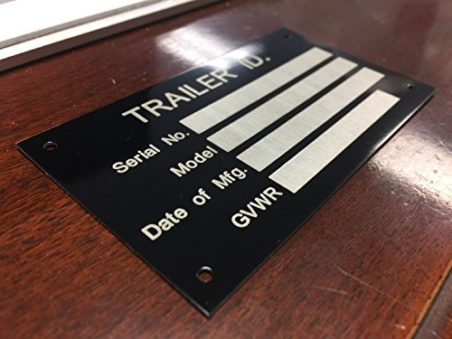Aluminum Trailer ID Replacement Tag Vin Plate Serial GVWR Medical Blank Black - Thumbnail 4