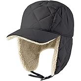 Unisex Winter Windproof Baseball Cap with Earflaps, Sherpa-Lined Hat for Cold Weather Outdoor Use