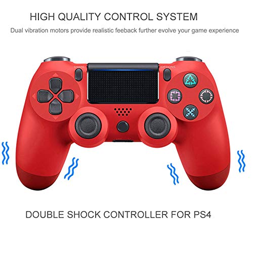 YZmoffer Wireless Controller Bluetooth Gamepad for Dual Shock, Remote for PS4 Controller Joystick Gamepads for Playstation 4 Console for Playstation 4 Wireless with USB Cable for Playstation 4 (Red)