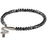 Casvia original hematite mens bracelet with black onyx and stainless steel adjustable chain Handmade mens jewelry A crystal chakra protection bracelet for yourself and best friends