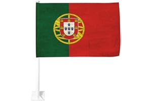 Vintage Portugal Portuguese Flag 12x18 Inch Double-Sided Car Flag - Weather-Resistant Flag, Suitable For Most Car Models
