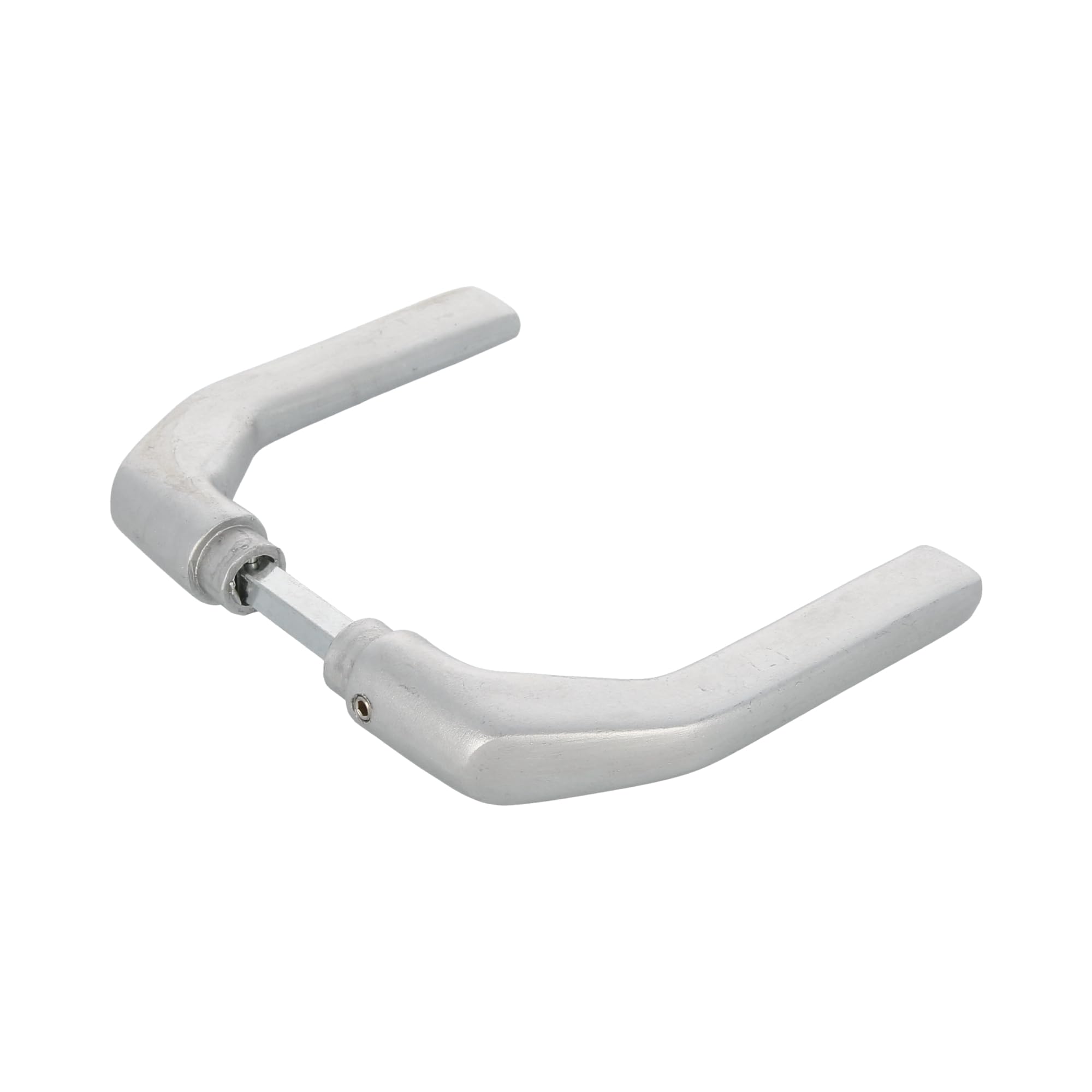 Amig - Set of Door Handles Without Rose in Aluminium, Matte Silver Finish - 130 x 61 mm - Mod. 2113-8 mm Square Spindle - for Doors from 35 to 65 mm