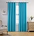 MIUCO Room Darkening Thermal Insulated Grommet Window Blackout Curtains Panels for Livingroom 1 Pair 52x84 Inch Turquoise, Bonus 2 Tie Backs Included