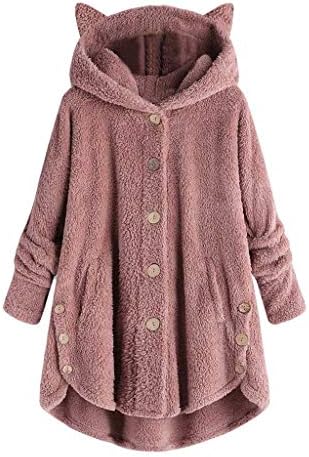 Beppter Women Cat Hoodie with Ears Faux Fleece Jacket Winter Warm Pullover Coat Outwear