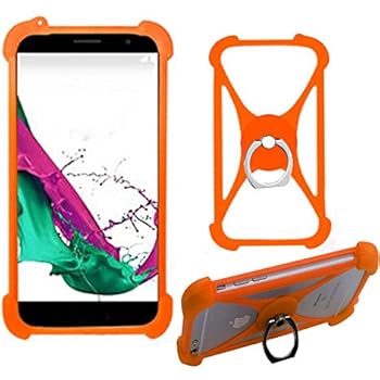 Universal Case for BLU Bold N1 / C5 2019 / Life Max/Studio Mini Silicone Bumper Case 360° Rotate Ring Grip Case Shockproof Protective Back Cover(Orange + Ring)